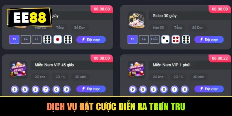 Dịch vụ đặt cược diễn ra trơn tru